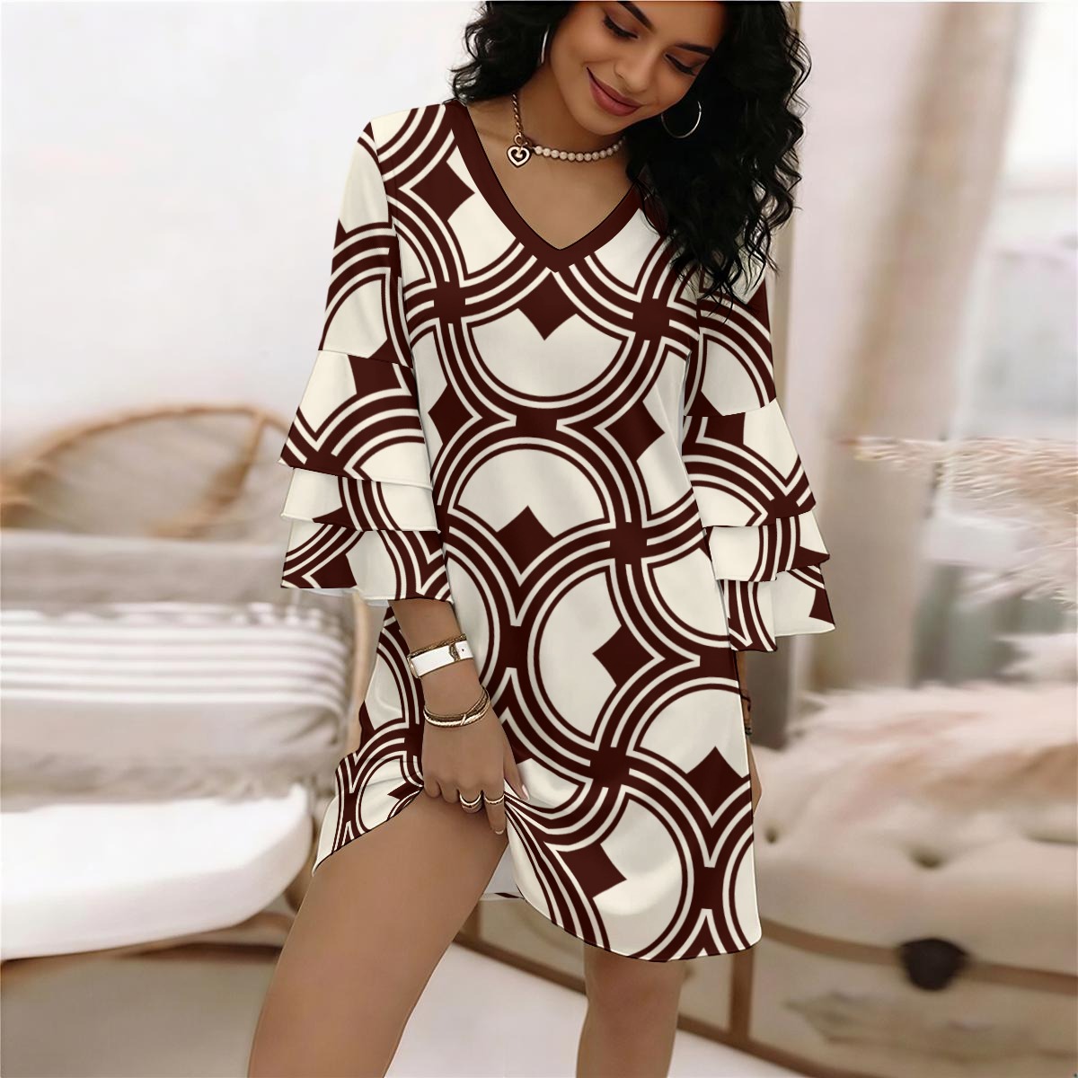 Hidden Bay Ruffle Dress — Chain Ivory - Afbeelding 2
